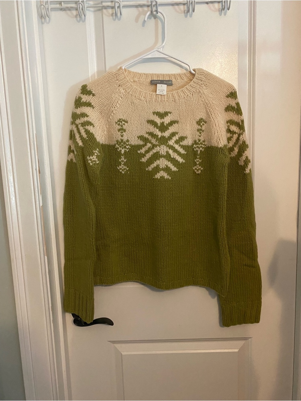 J Crew Knit by Hand Lambs Wool Nordic Knit Sweater